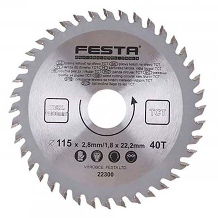 Slika Kružna testera sa vidijom za drvo Ø115 × 2.8 × 22.2 mm 40T FESTA 22300