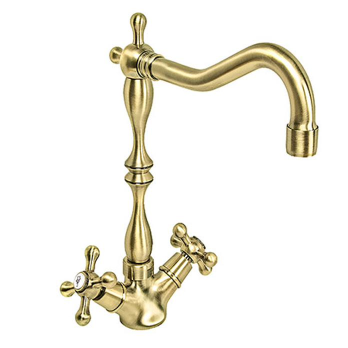 Slika Baterija BRONTEE za sudoperu NB22102 dvoručna montaža na jedan otvor ROMA duži izliv