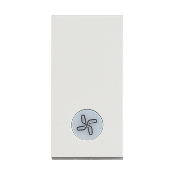 Slika Bticino Classia prekidač običan 1M 10AX 250V osvetljen LED 230V simbol ventilatora bela RW4001LR