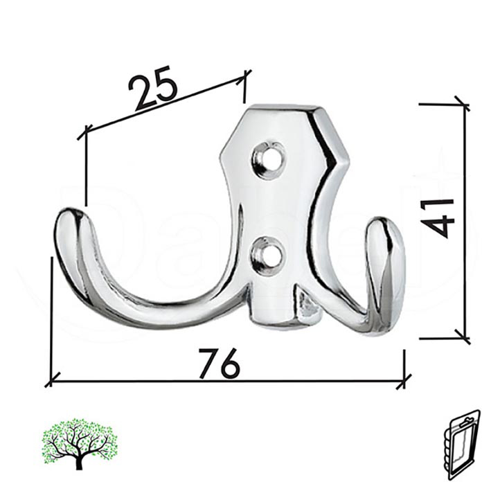 Slika Kuka za kaput DABEL V83 Hromirana 76x41x25 mm 0206069